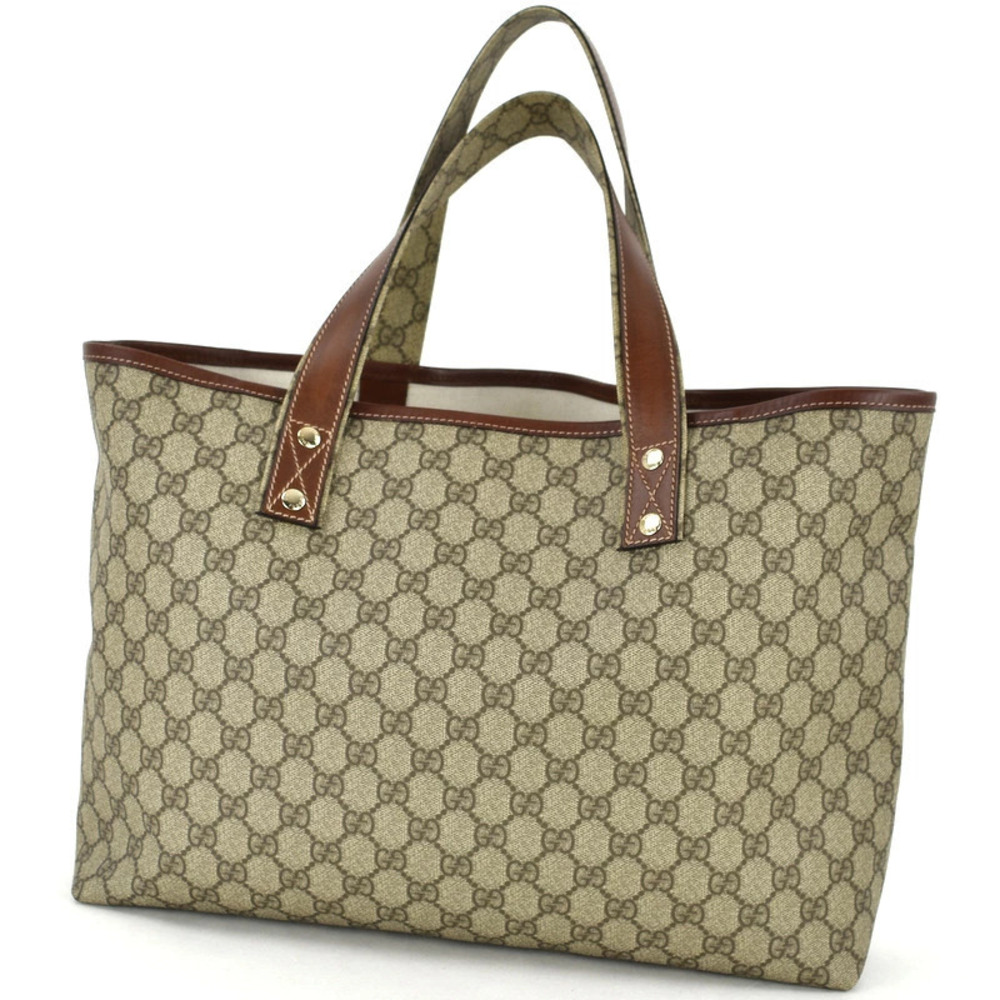 Gucci GG Bag Tote Supreme Shoulder Beige One Sherry Brown Leather Tan Brown